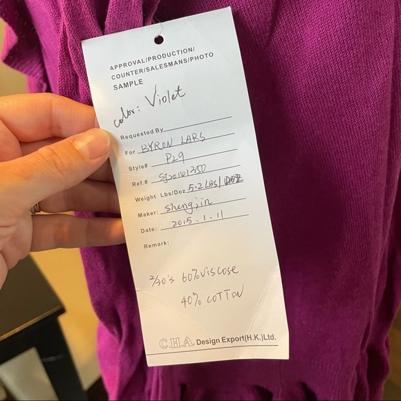 Byron Lars Violet Ruffle Open Cardigan - Picture 8 of 11